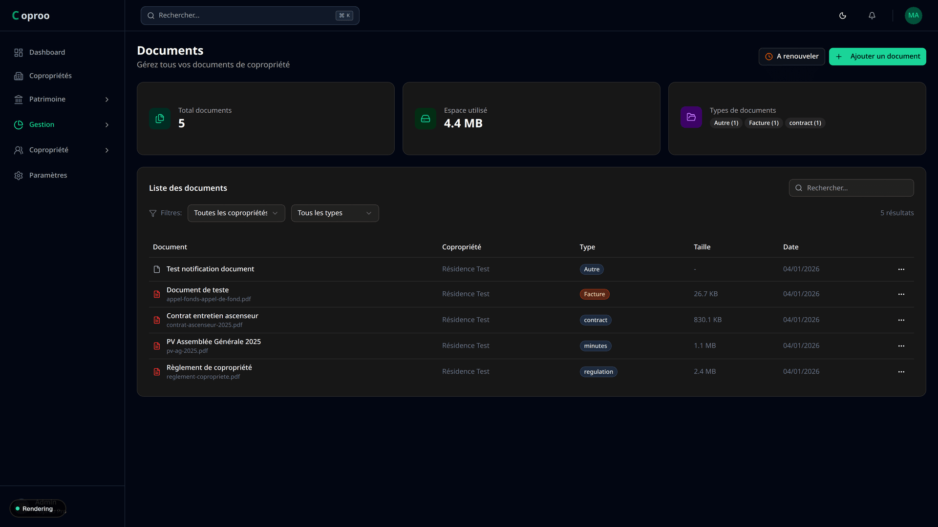 Documents centralisés
